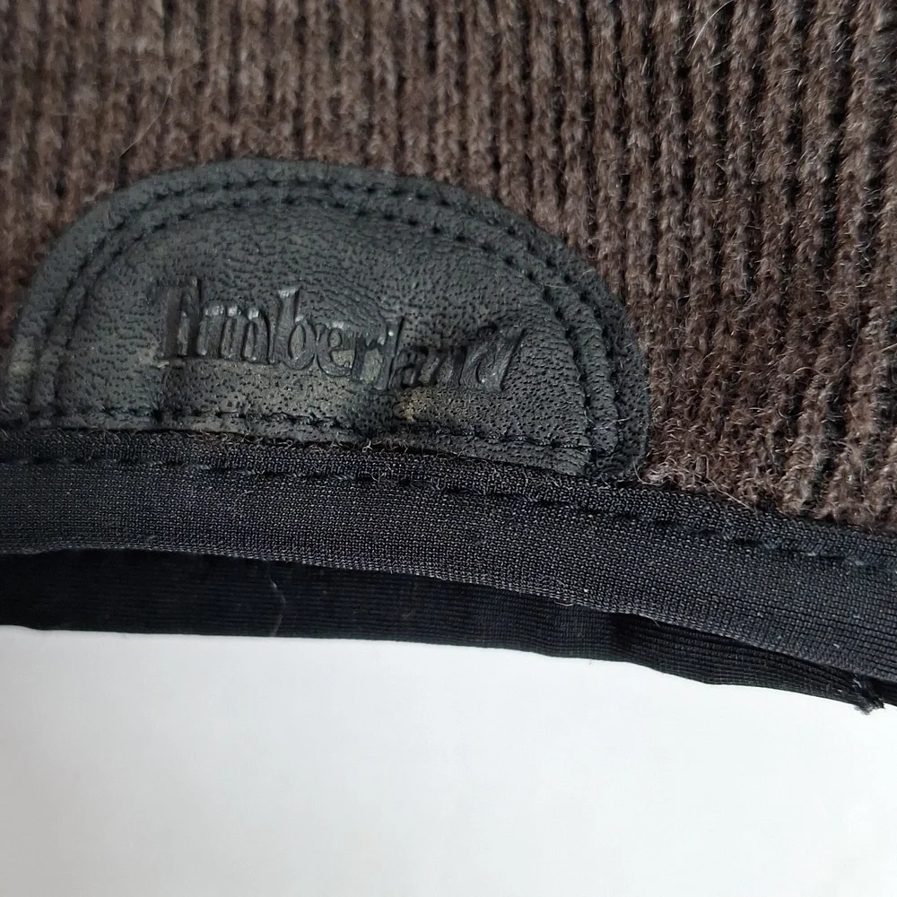Timberland Wool Gloves Brown Knit Ribbed